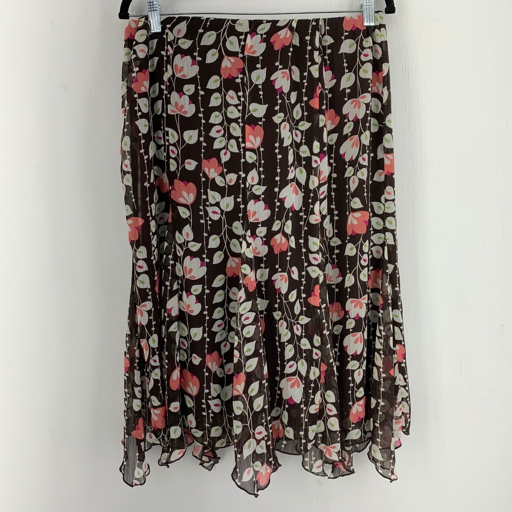 Fairycore Whimsygoth Womens Medium Dark Floral Vine Midi Skirt Lettuce Edge Y2K